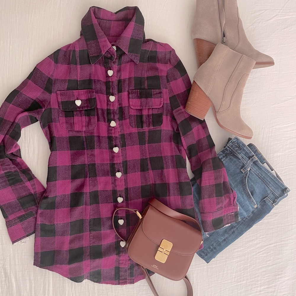 Korean Style Plaid Top